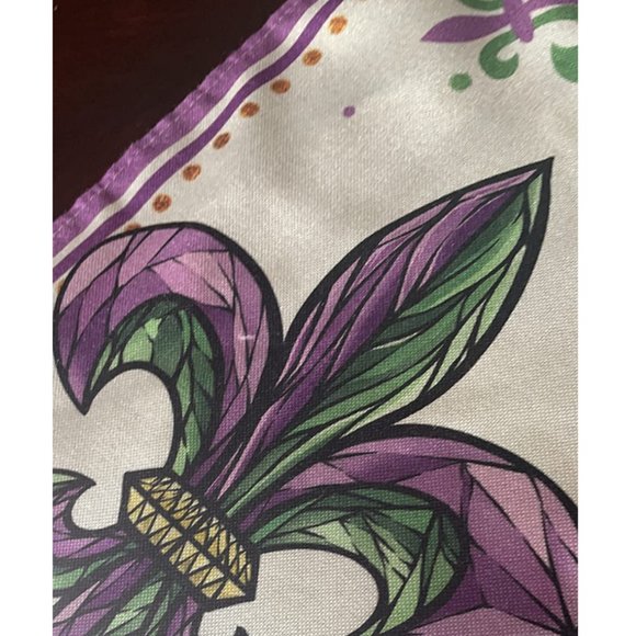 Mardi Gras Table Runner Fleur De Lis Party Decor Cottage Dining Decorative Cloth - Picture 7 of 8